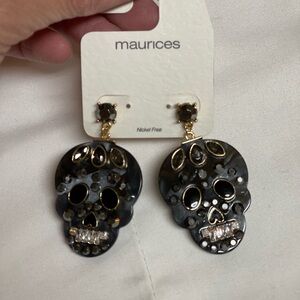Maurice’s Black Skulls Dangle earrings